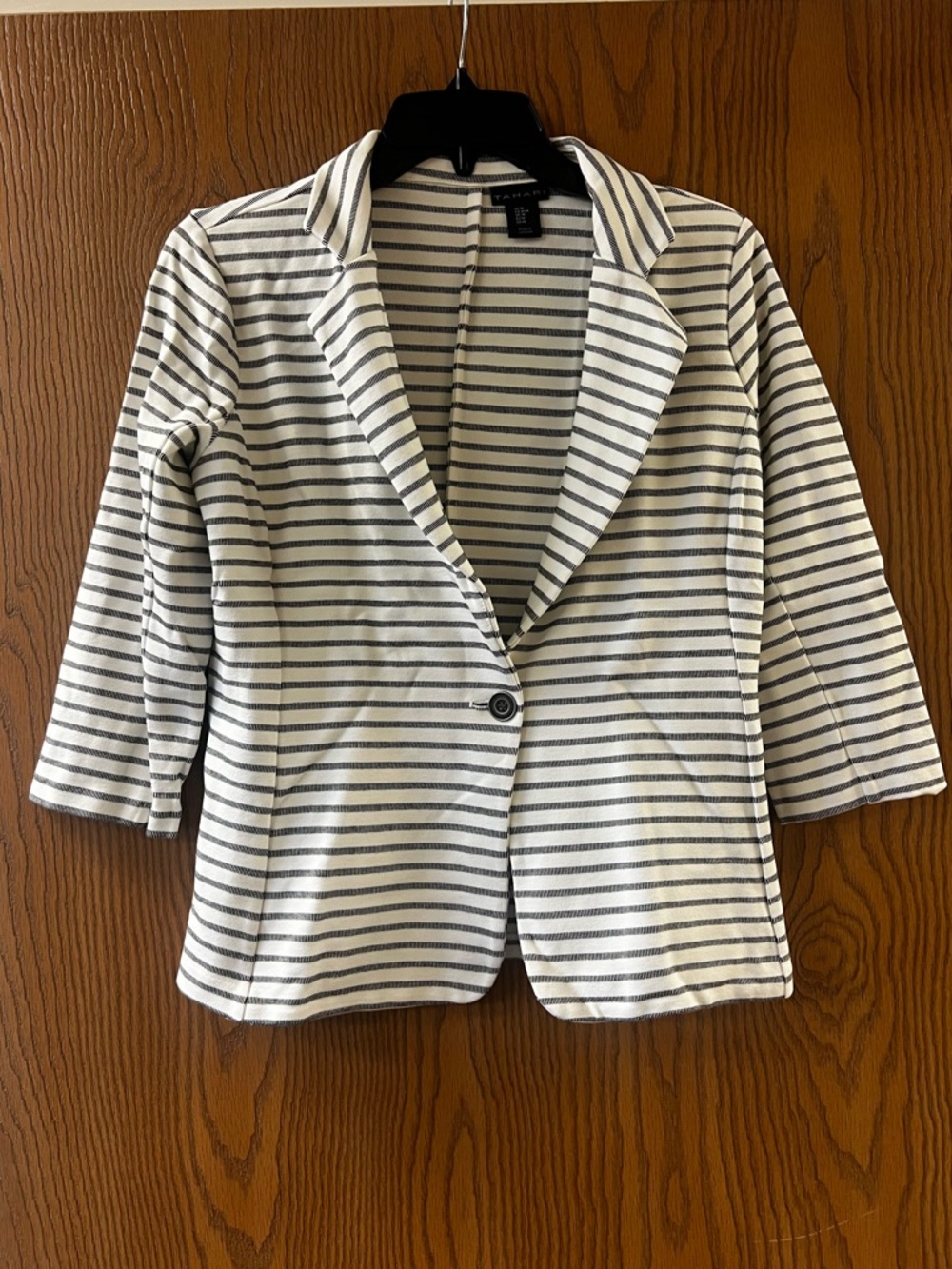 TAHARI  Striped Single-Button Women's Blazer - White & Black